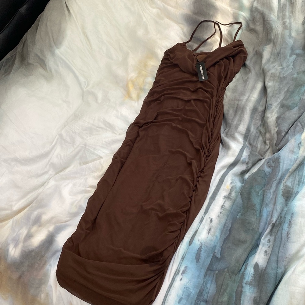 PrettyLittleThing Chocolate Brown Midi Dress